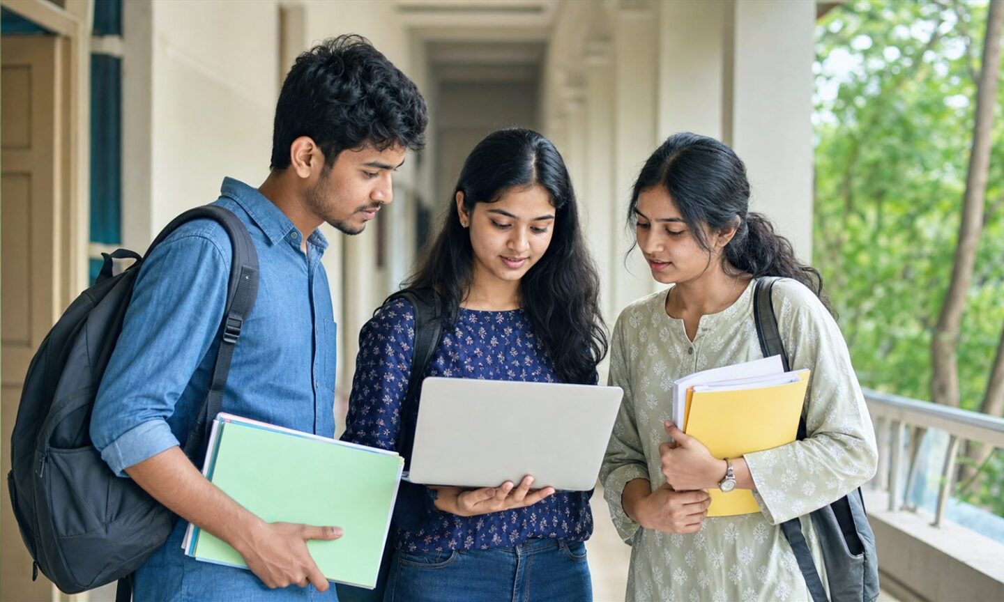 Postgraduate applicants reviewing Assam University admission documents and online application steps