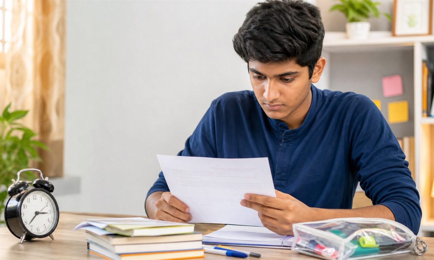 Indian Class 12 student checking a supplementary examination admit card before the July 2026 exam