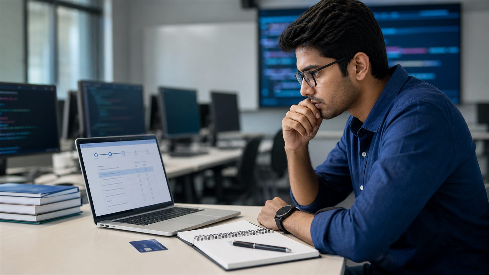 Indian engineering graduate reviewing C-DAC August 2026 course and centre choices online