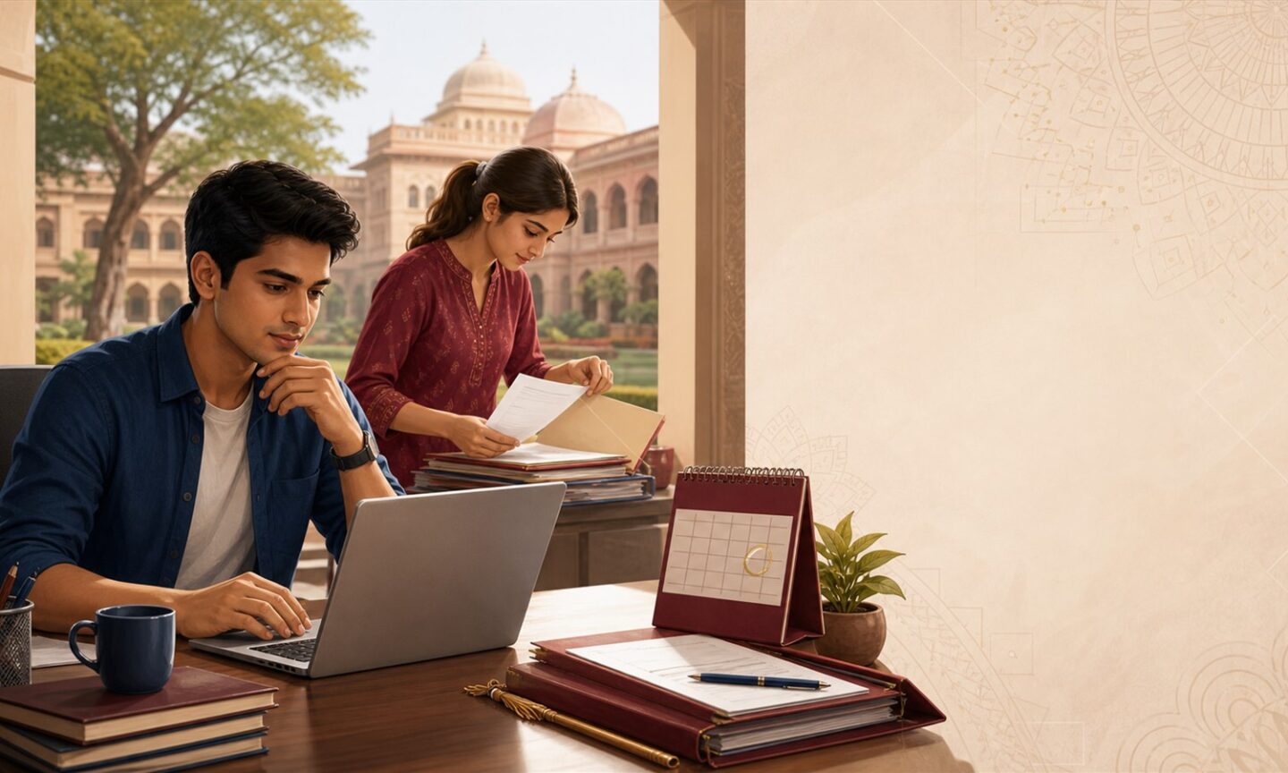 Teacher education applicant completing a university admission form on a laptop