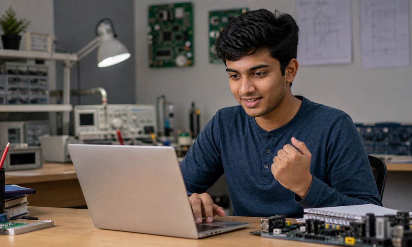 Engineering applicant accepting a Delhi University BTech allocation on a computer