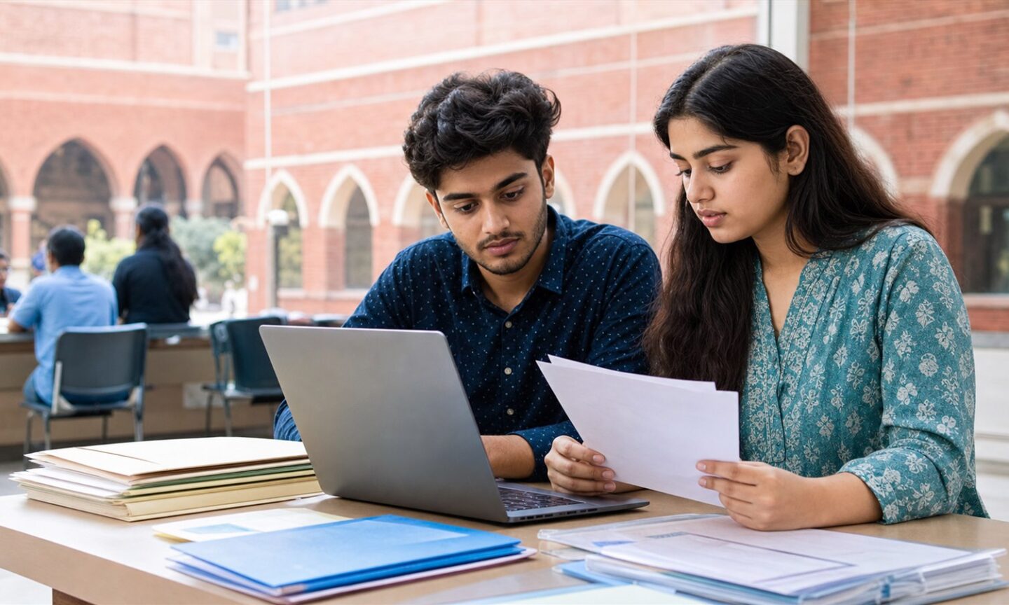Delhi University undergraduate applicants reviewing CW concession documents before online submission