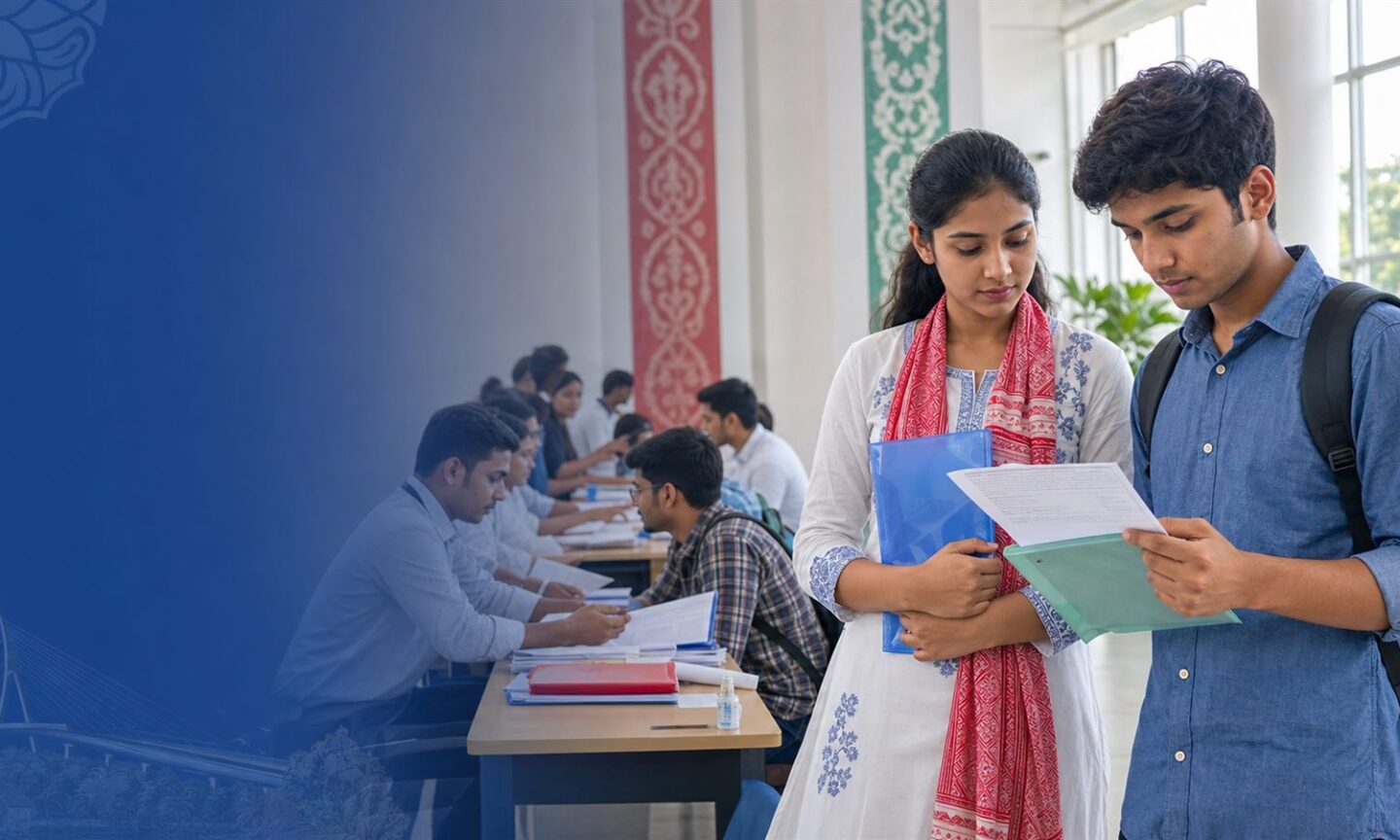 Engineering applicants preparing original documents for Gauhati University BTech counselling