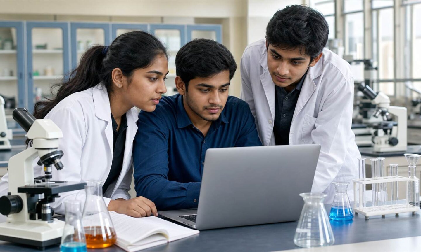 Science students checking an IISER counselling offer and seat acceptance payment online