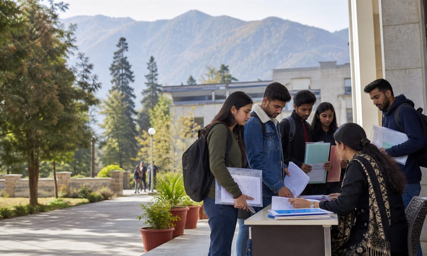 University of Jammu applicants carrying document folders for final offline mop-up counselling