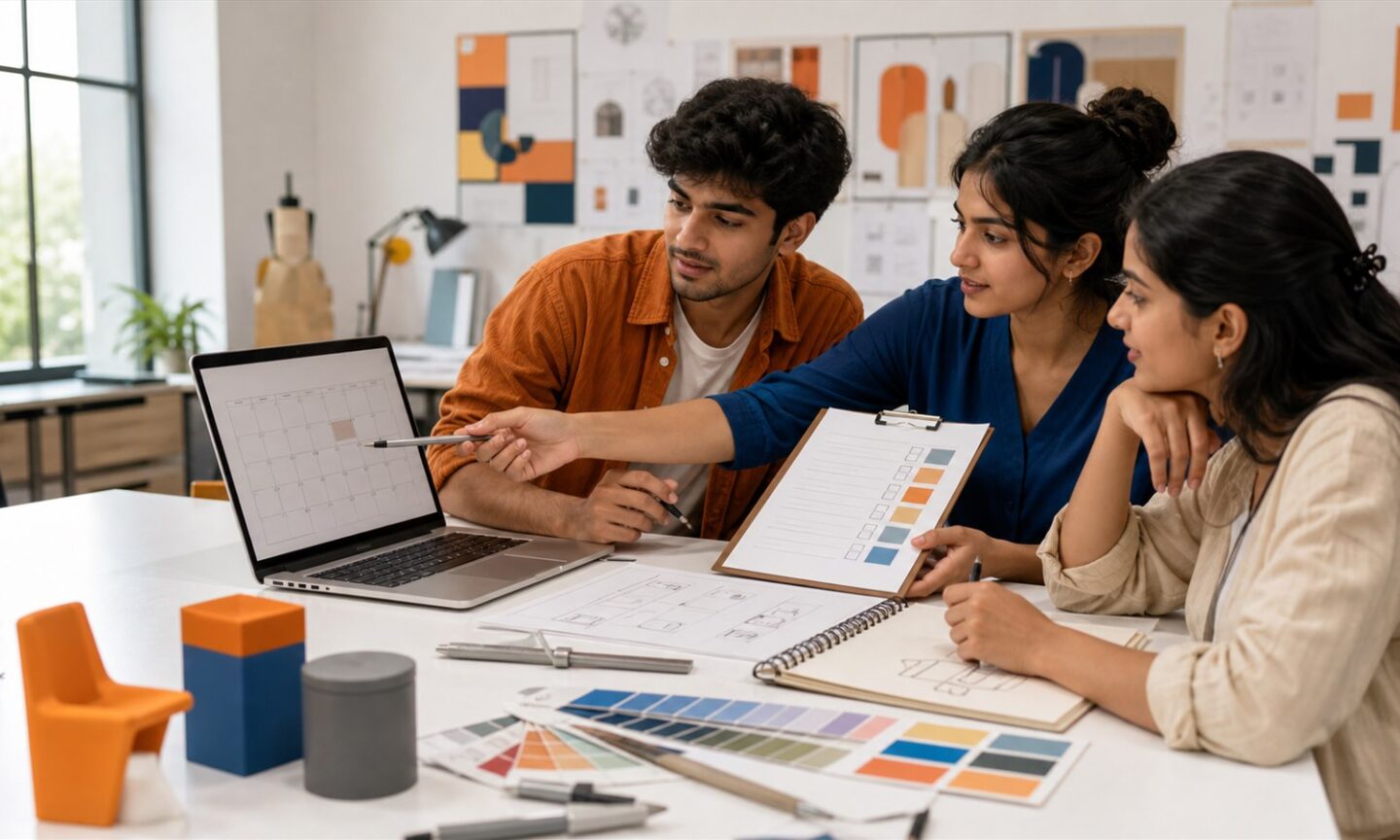 Design students reviewing Maharashtra B.Design CAP 2026 option and allotment dates