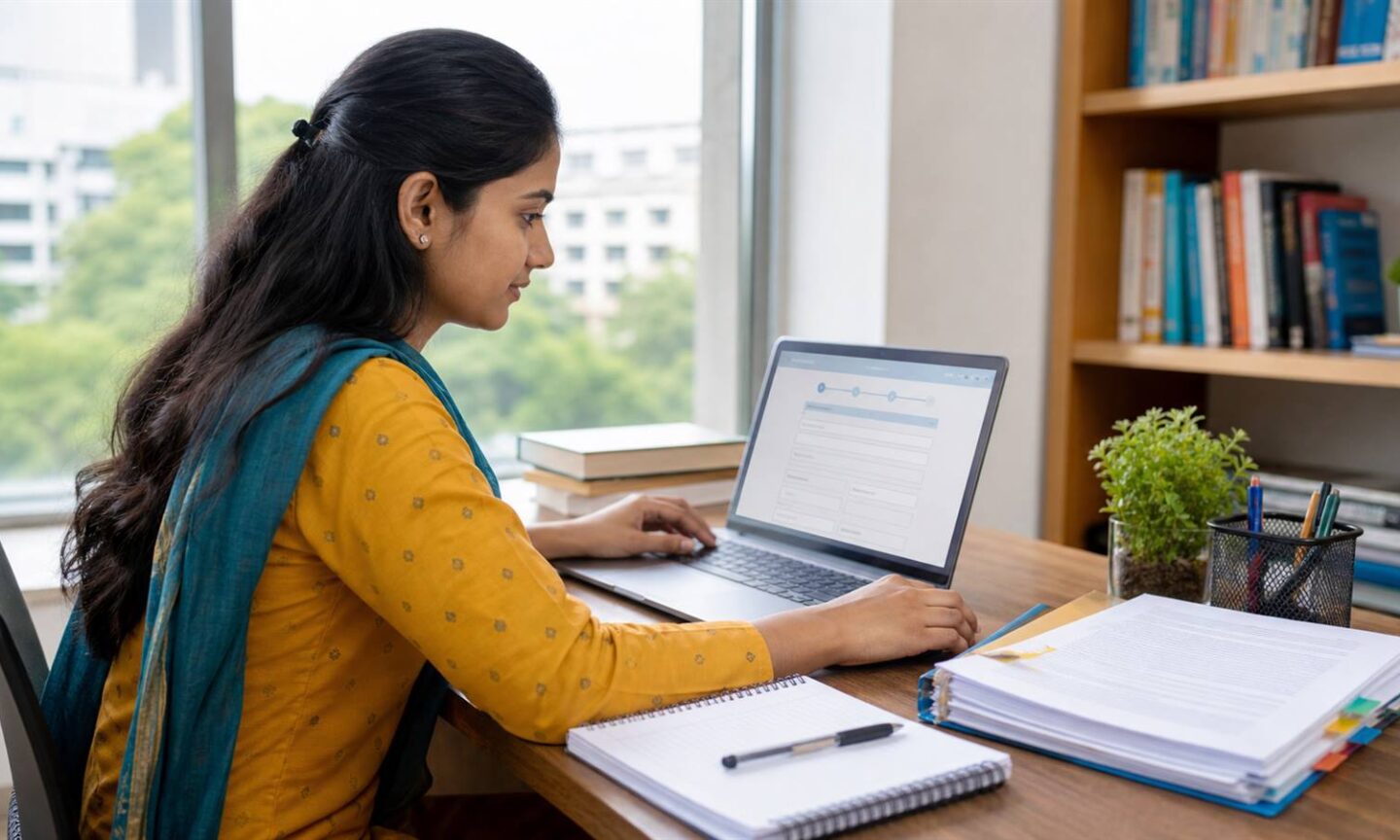 Indian graduate completing Maharashtra B.Ed CAP registration online with documents ready