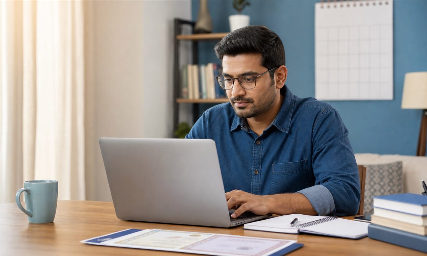 Adult learner completing Nalanda Open University July 2026 online admission at home
