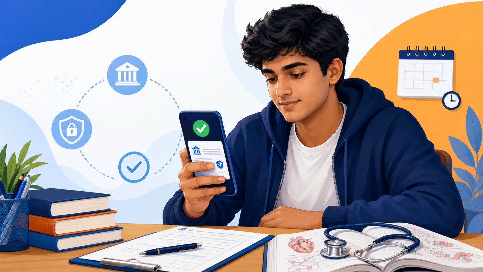 Student checking NEET UG 2026 examination fee refund bank details on a phone