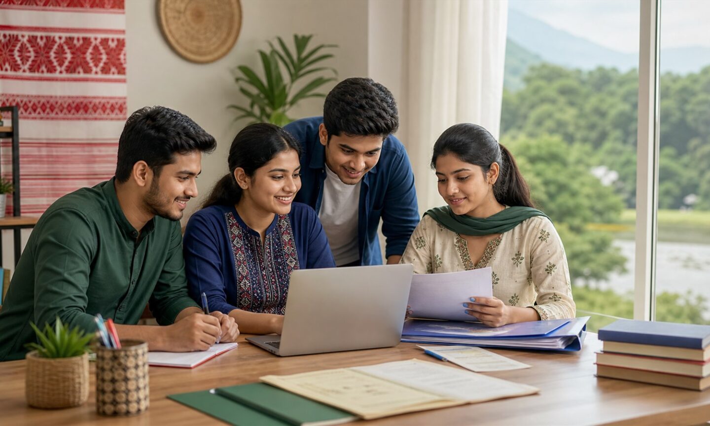 Assam teacher education candidates reviewing an online counselling schedule