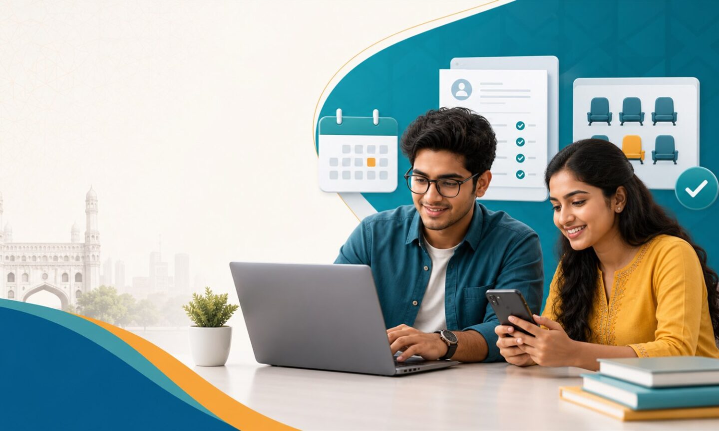 Students completing TG ICET 2026 MBA and MCA web counselling
